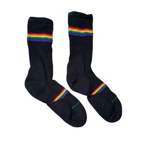 Darn Tough Prism Crew Socks Womens Medium Black Rainbow Excellent Merino Wool
